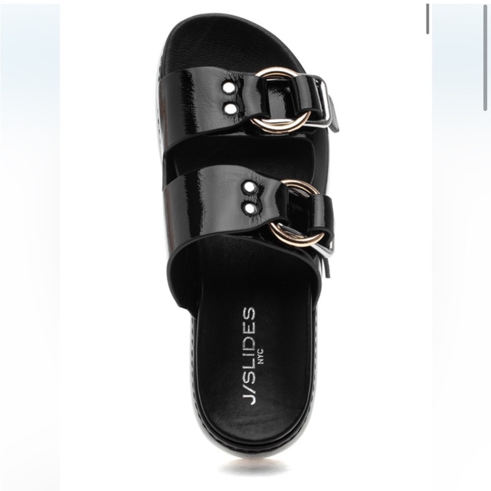 NWT J/SLIDES BAHA Black Naplak Leather Sandal - Picture 4 of 14